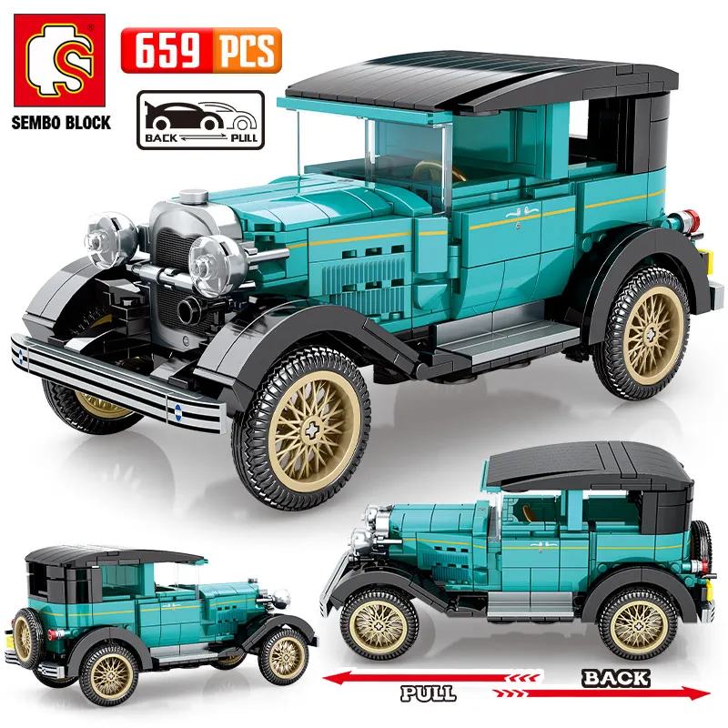 

SEMBO BLOCK City Pull Back Classic Car Building Blocks Beijing Auto Museum Vehicle Bricks Toys For Children