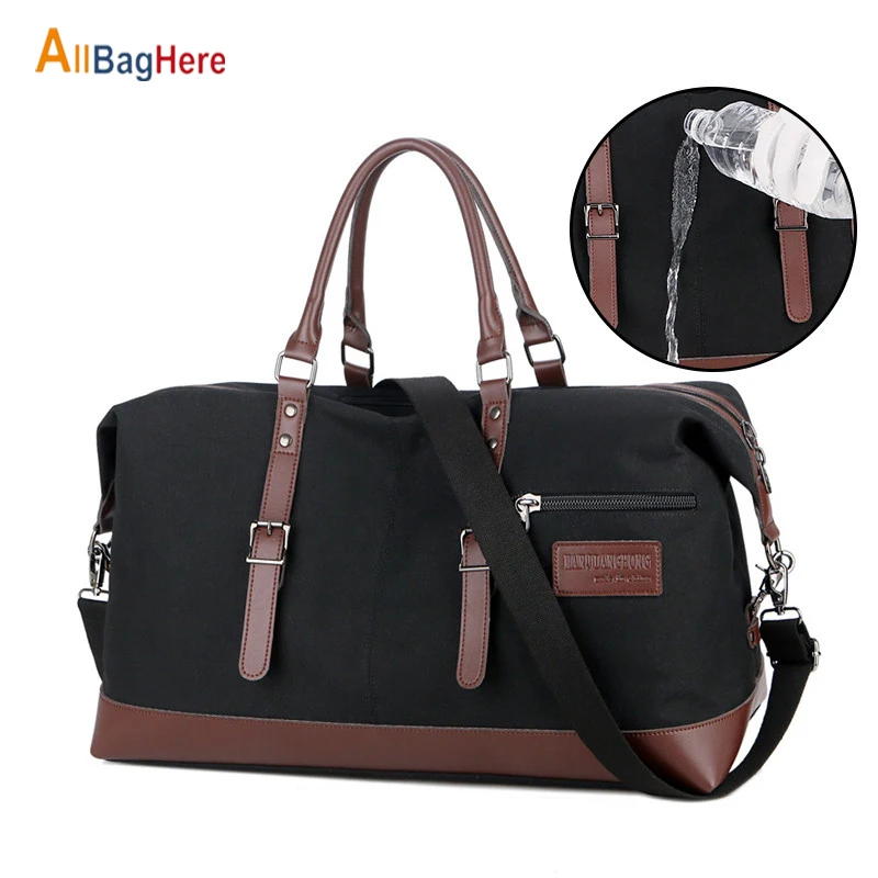 

Canvas Leather Men Travel Bags Carry On Luggage Bags Duffel Handbags Travel Tote Large Capasity Quality Waterproof Shoulder Bags