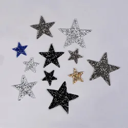 wholesale 4/6/8cm Hotfix Star Rhinestone Mixed Embroidered Iron On Patch For Clothing Badge Paste For Clothes Bag Pant Shoes DIY