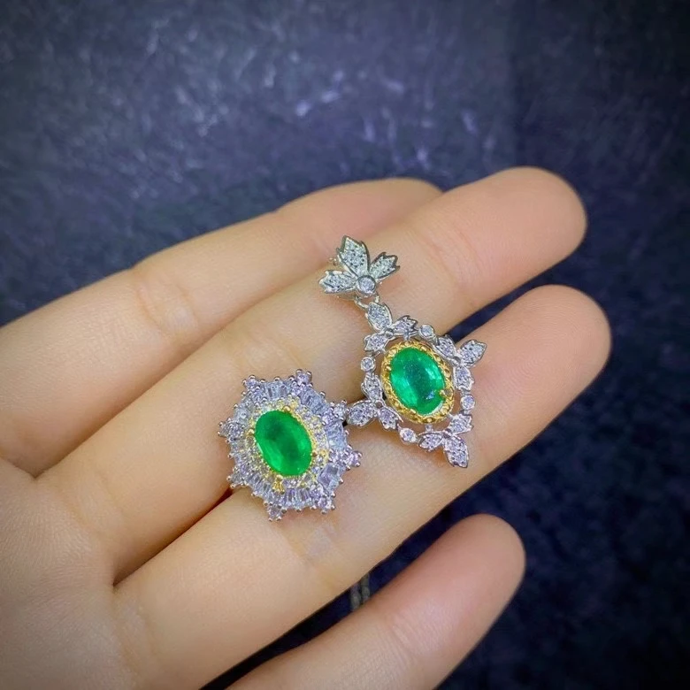 KJJEAXCMY fine jewelry 925 sterling silver natural emerald women new elegant classic plant gem suit support detecti