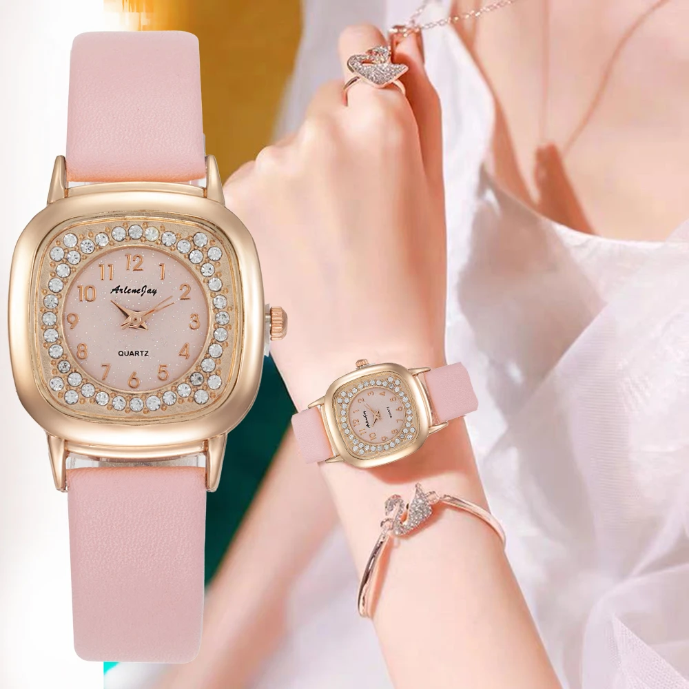 

Simple Square Diamond Design Women Watches Fashion Casual Ladies Quartz Wristwatches 2021 Minimalist Female Leather Clock