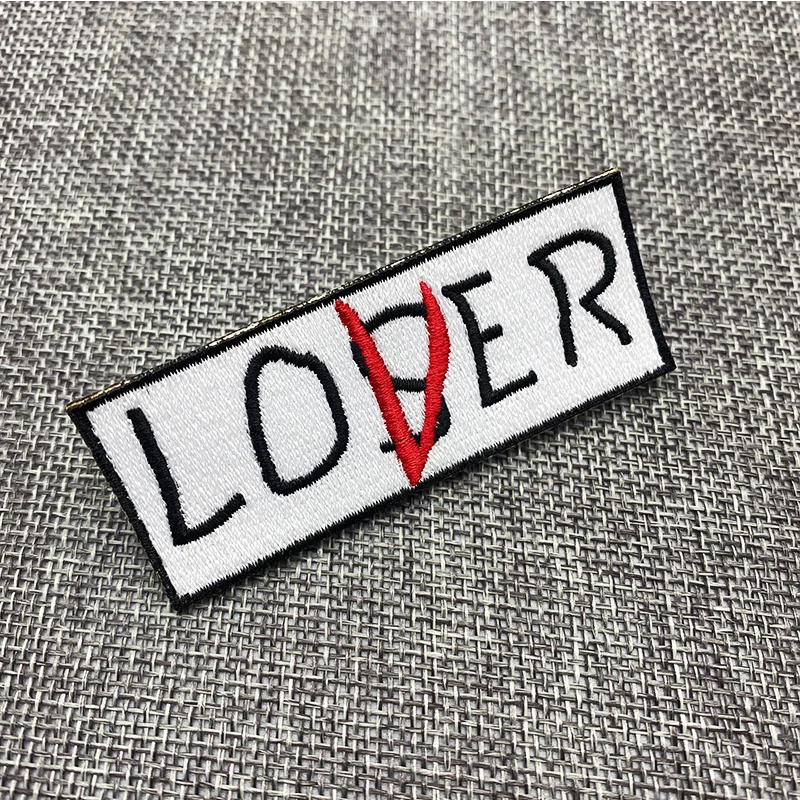 LOVER LOSER embroidery patch DIY Iron on Clothes Cropped Badges Applique for Jacket Jeans Cloth Decoration Apparel Garment