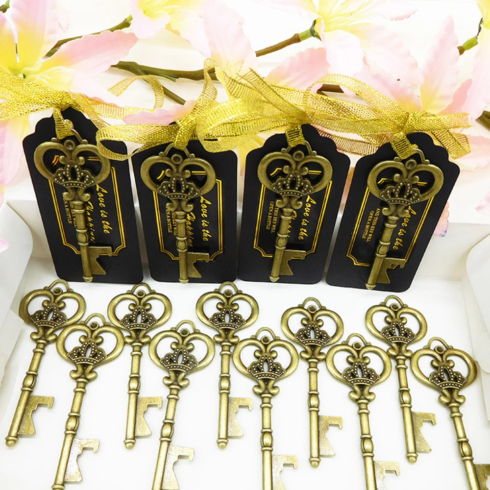 

30/50pcs Corkscrew Key Vintage Wedding Souvenirs Party Gifts for Guests Bronze Keys Beer Corkscrew Decorative Supplies