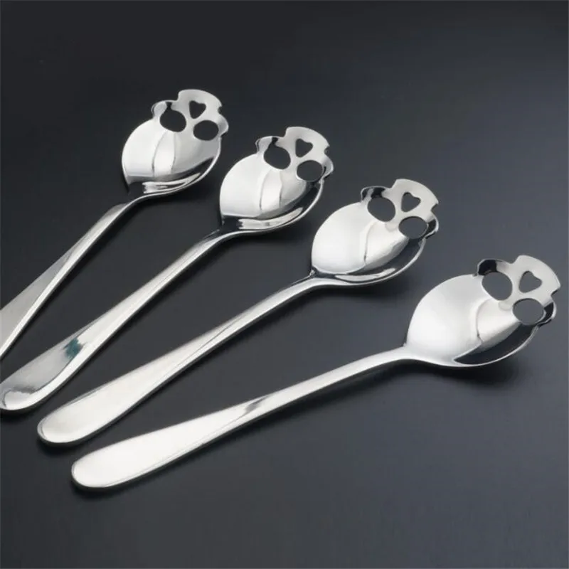 Stainless Steel coffee Scoop Skull shape dessert spoon Food grade ice cream candy tea spoon tableware Sugar Flour Shift Shaker