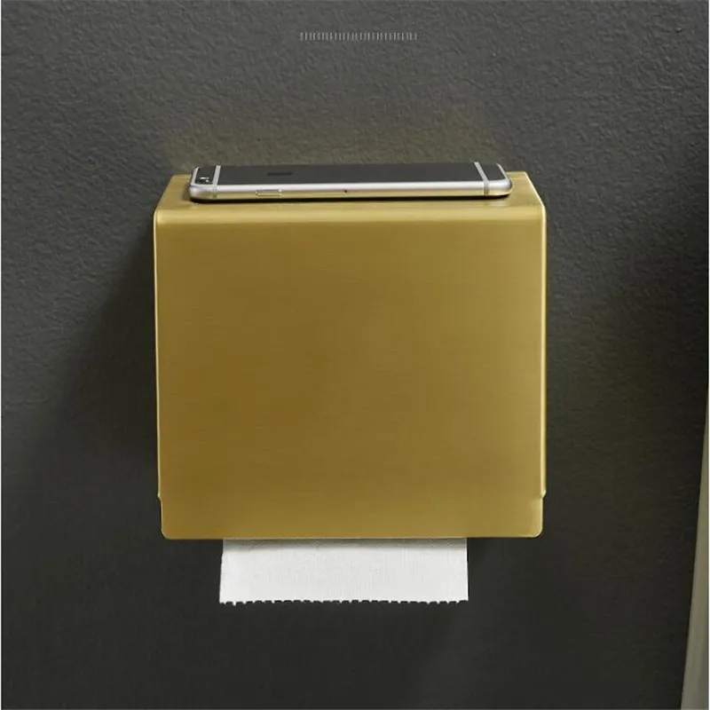 Bathroom Paper Holder Brushed Gold Bathroom Paper Roll Holder Aluminum Tissue Holder Box  Rack Toilet Paper Holder Tissue Boxes