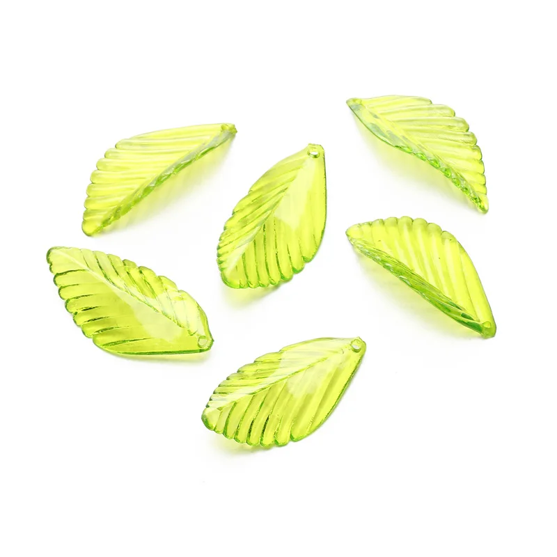 30pcs/lot Mixed Green Leaves Plastic Pendants Various Spacer Charms Beads For Jewelry Making Diy Necklace Bracelet Earring