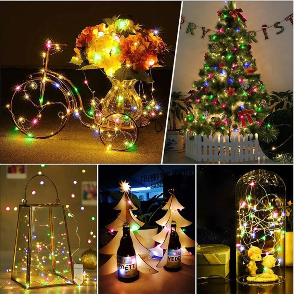 Remote control 10/20/30M Copper Wire Christmas Lights 4.5V Plug in 8 Modes Holiday Garland Lights For Xams tree Wedding Party