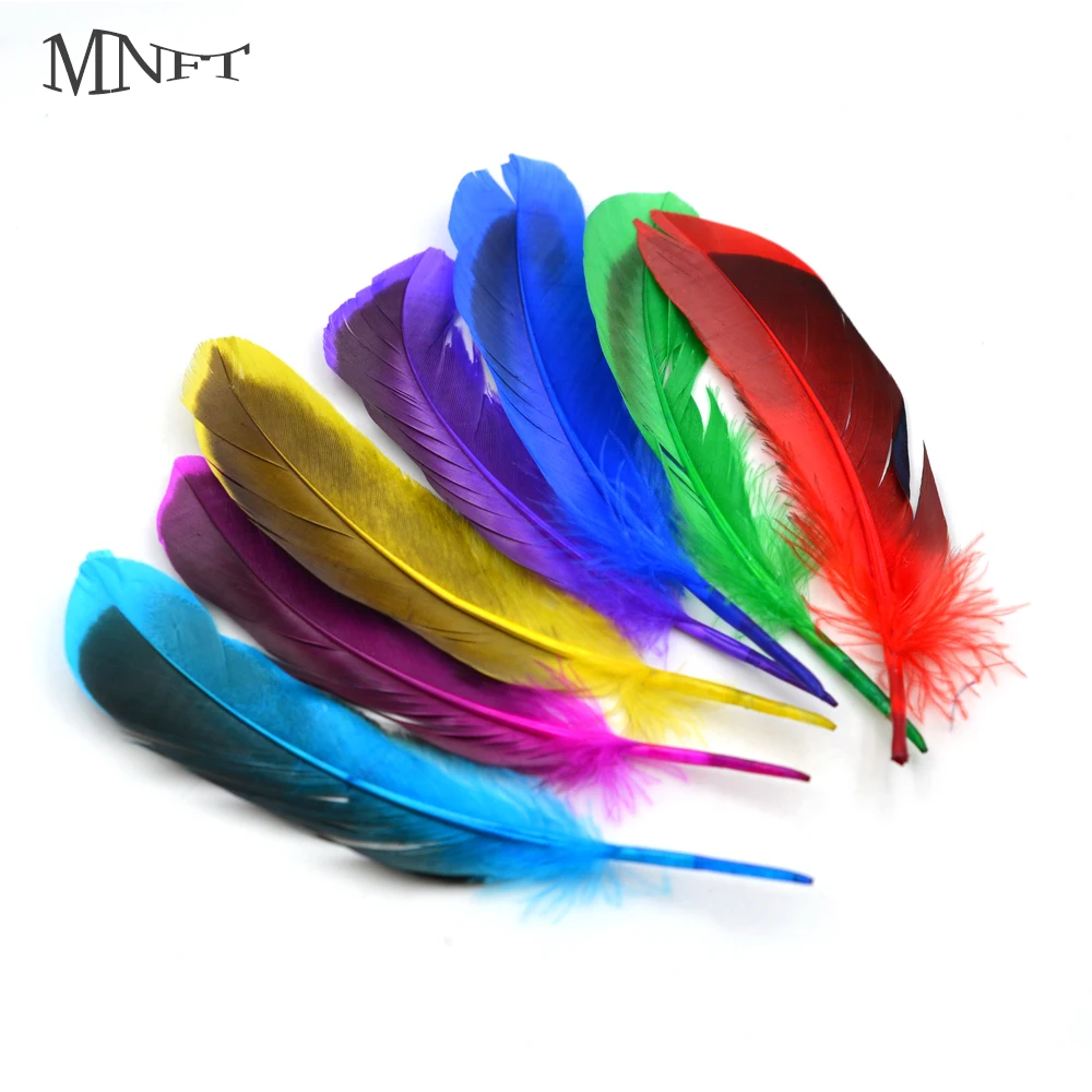 MNFT 100Pcs Mixed Colors Plume Feather Fly Tying Wing Tail Material 10~15cm Length Duck Feather Fly Bait Fish Tying Material