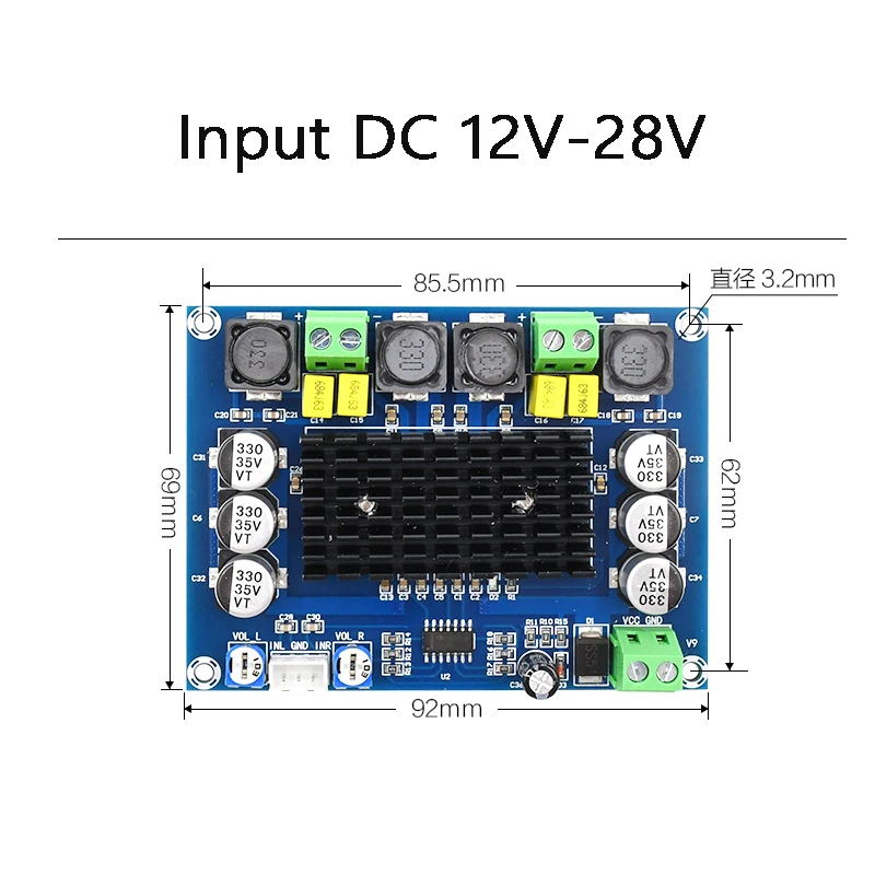 TPA3116d2 ثنائي القناة فئة D مكبر كهربائي رقمي مجلس لمكبر الصوت TPA3116 2.0 تيار مستمر 12 فولت 24 فولت 150 واط * 2