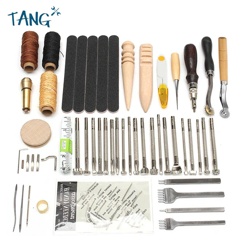 Professional Leather Craft Tools Kit Home Hand Sewing Stitching Punch Carving Work Saddle Leathercraft Accessories