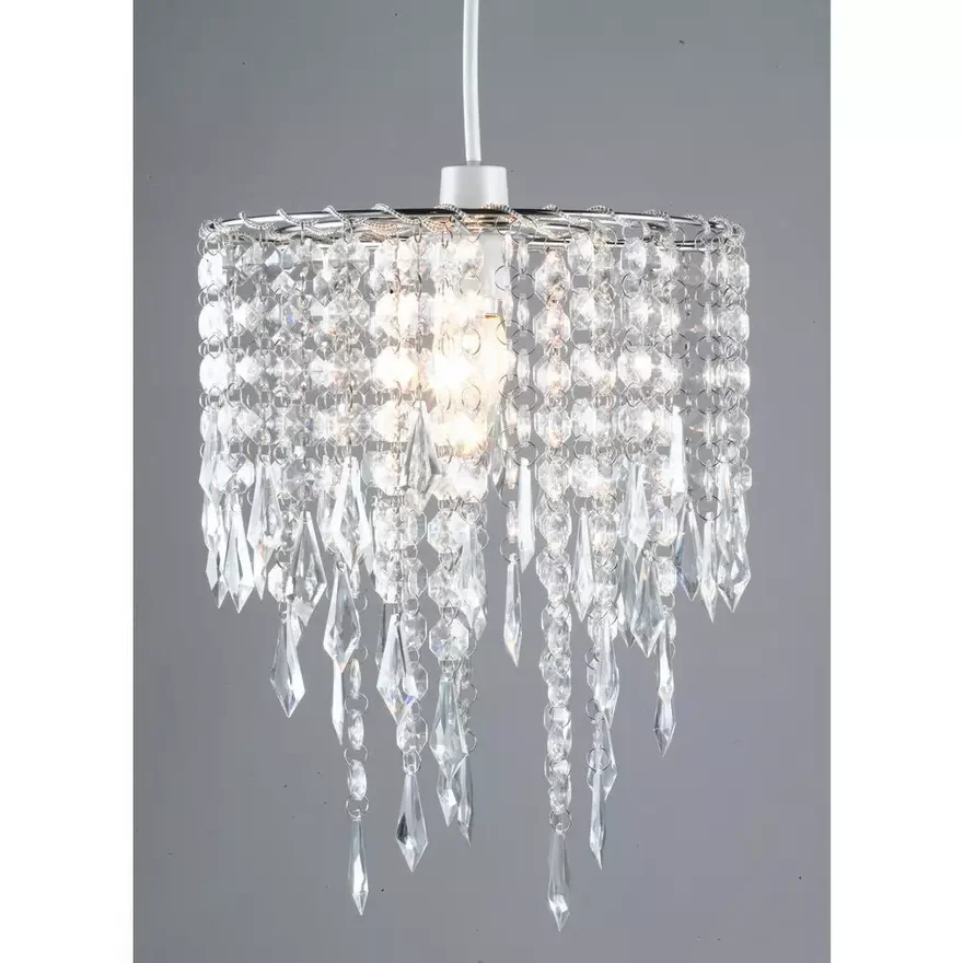 Modern Ceiling Pendant Home Ceiling Light Shade Beaded Pendant Lampshade Droplets Light Shade -  (Clear, Without Light Cord Kit)