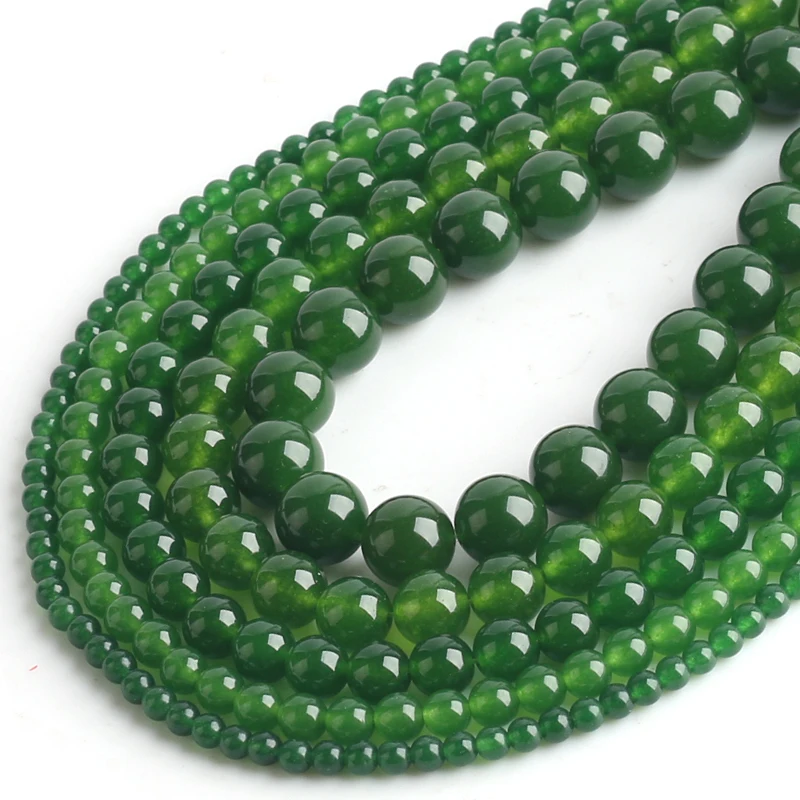 Wholesale 4 6 8 10 12mm Round Green Chalcedony Jades Beads Natural Stone Gem Beads For Diy Jewelry Making Bracelets Jewellery