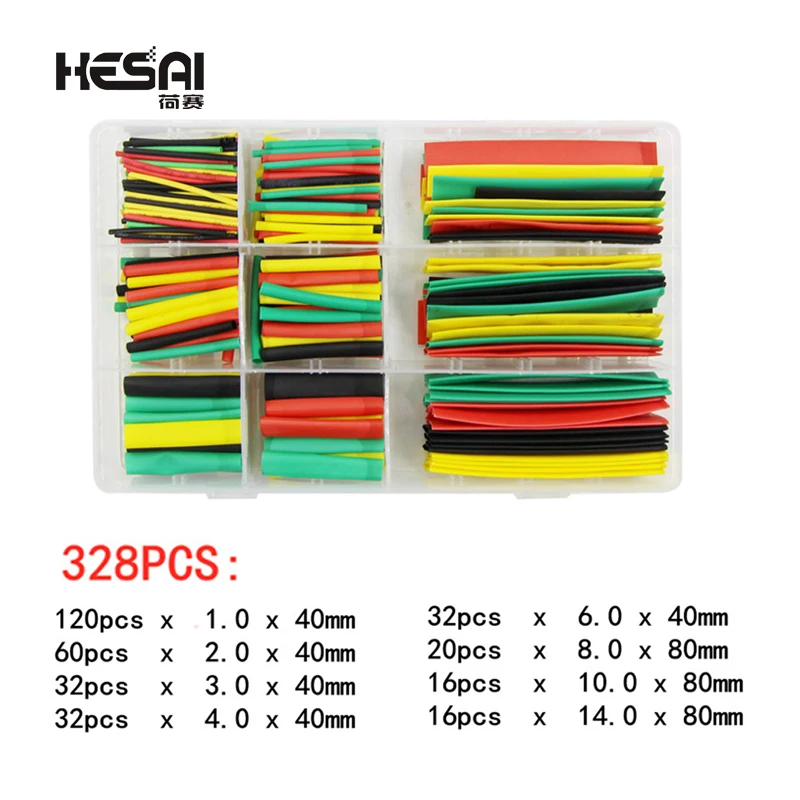 

328PCS Color Heat Shrink Tube 2:1 Polyolefin Heat Shrink Tubing Tube Sleeve Wrap Wire Set Shrink Tube