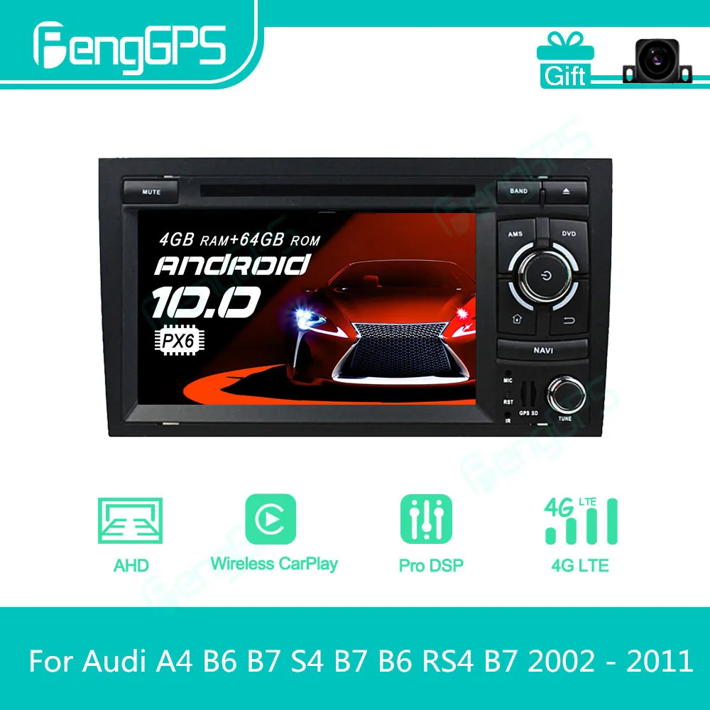 For Audi A4 B6 B7 S4 B7 B6 RS4 B7 2002 - 2011 Android Car Radio Stereo Multimedia DVD Player 2 Din Autoradio GPS Navigation PX6 