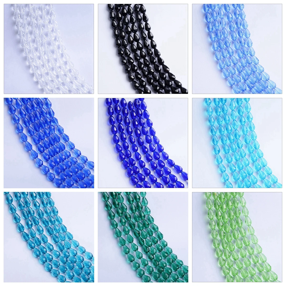 Teardrop Faceted Crystal Glass 5x3mm 8x6mm 12x8mm 15x10mm Loose Beads Lot For Jewelry Making DIY Earring Findings