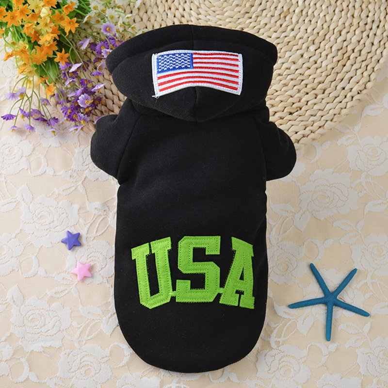 USA Letter Dog Jacket Coat Puppy Pets Clothing Dog Winter Clothes Thickening French Bulldog Dog Costume Pet Supplies Perros Ropa