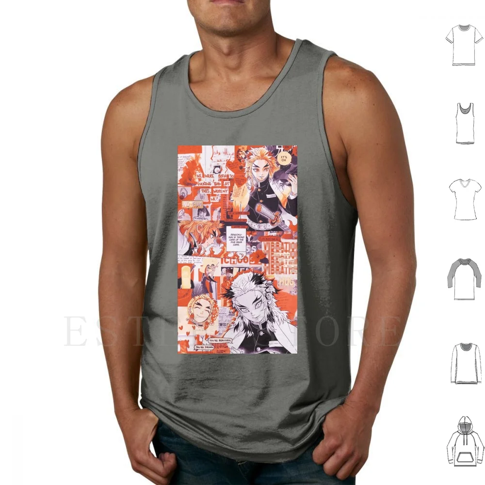 Kyojuro Tank Tops Vest Cotton Kimetsu No Yaiba Kimetsu Demon Kamado Tanjiro Kamado Nezuko Tanjiro Nezuko Inosuke Giyu Giyu