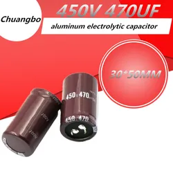 2 pces-10 pces 450v470uf higt qualidade alumínio capacitor eletrolítico 470uf 450v 30*50mm