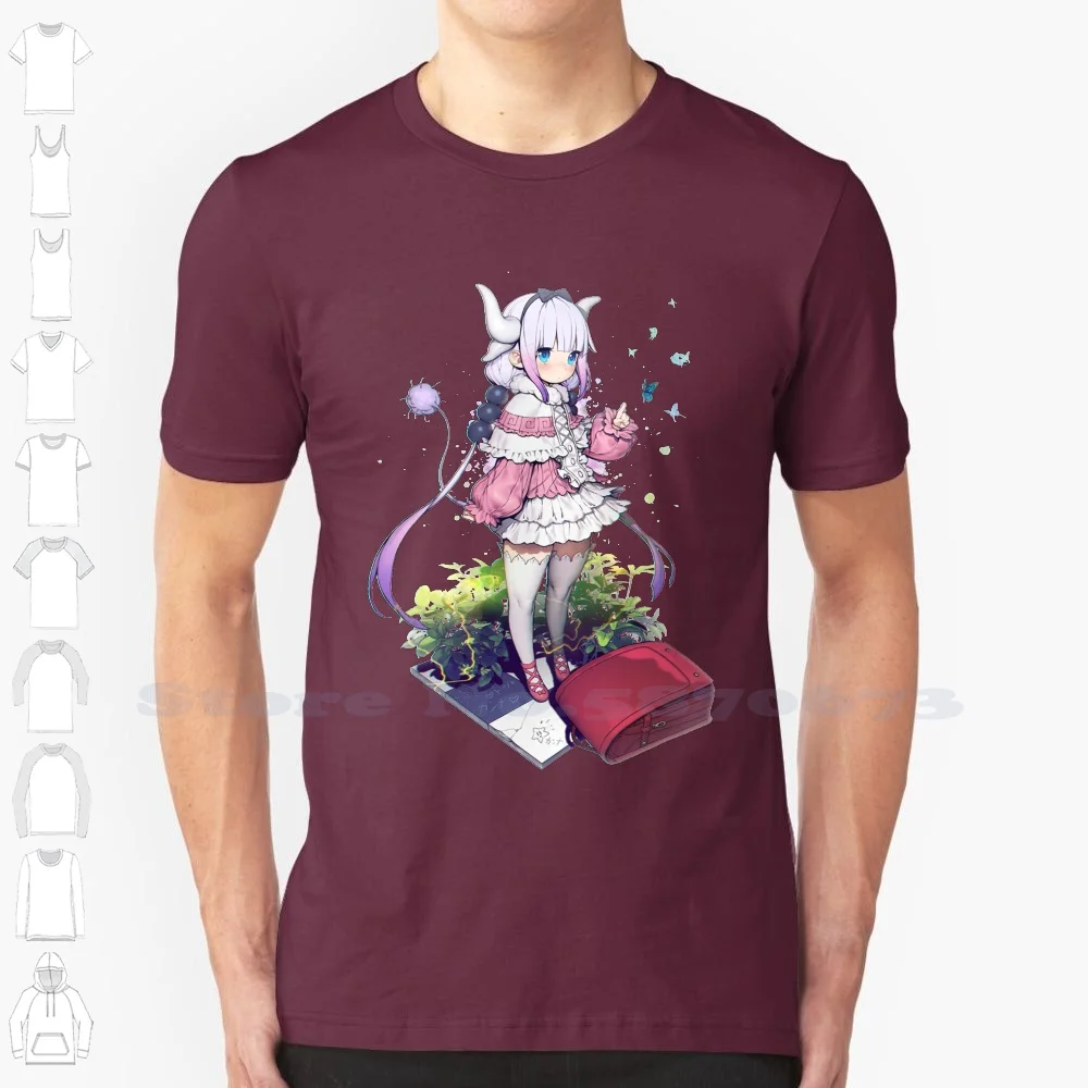 Kanna Kamui [ Maid Dragon ] 100% Cotton T-Shirt Maid Dragon Kanna Kamui Anime Season Cute Dragon Loli Kawaii Background