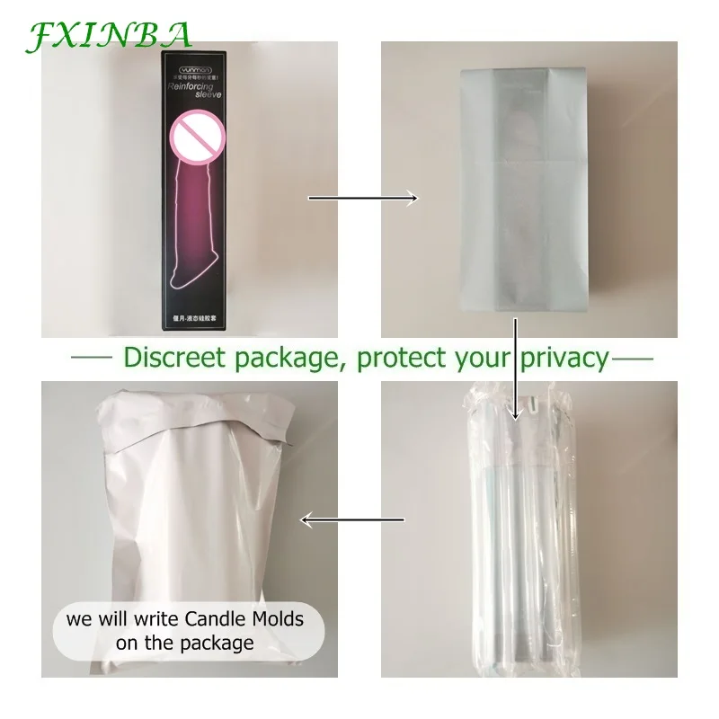 FXINBA Realistic Silicone Penis Extender Sleeve Delay Ejaculation Reusable Condoms Sex Toys For Men Cock Sleeve (Privacy Box)