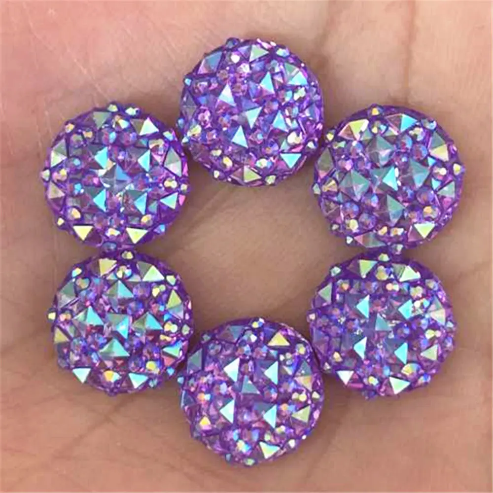 40PCS AB Resin 12mm Round Resin Flatback Rhinestone Scrapbook Crafts