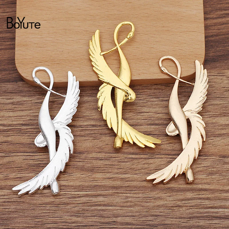 BoYuTe (10 Pieces/Lot) 69*31MM Metal Alloy Crane Materials Factory Supply DIY Jewelry Accessories Headdress Handmade Materials