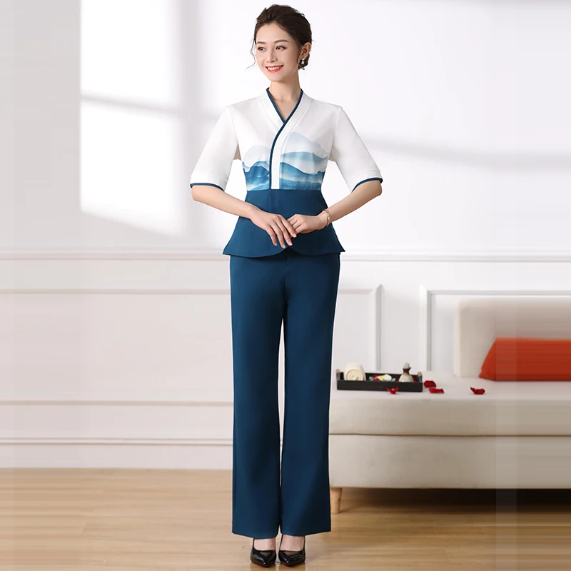 

Spring And Summer New Work Clothes Women's Hotel Waiters Uniform Uniforme Massagista