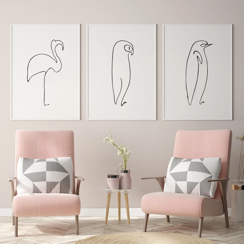 Pablo Picasso Print Animals Abstract Art One Line Drawings Painting Pictures Sketches Minimalist Wall Art Canvas Prints