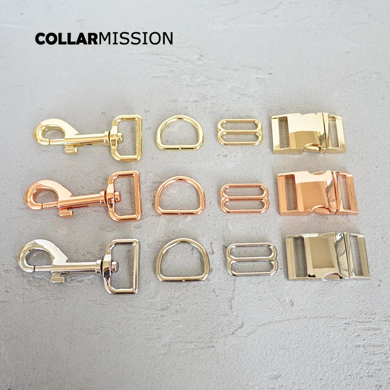 100pcs/lot (metal buckle+adjust buckle+D ring+metal dog clasp) DIY dog collar 25mm webbing sewing accessory plated buckle 4 kind