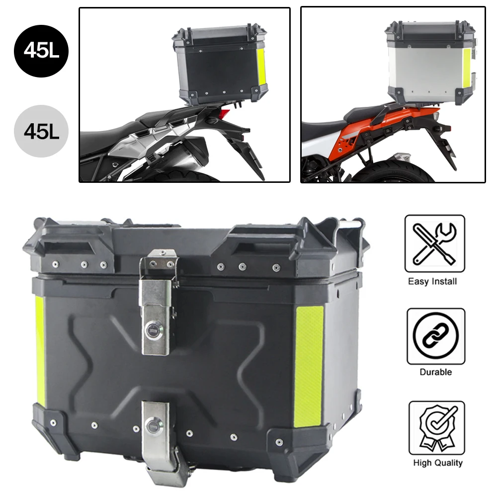 

Universal Motorcycle 45L Tail Box Trunk Aluminum Top Case Travel Luggage Storage Waterproof For Honda For Yamaha For BMW R1250GS