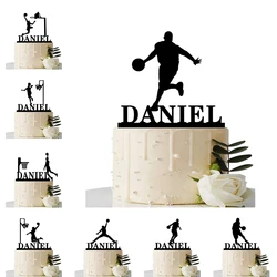 Custom Basketball Theme Name Acrylic Birthday Cake Topper Sports Style Personalized Dunk Team Name Party Cake Toppers Decoration