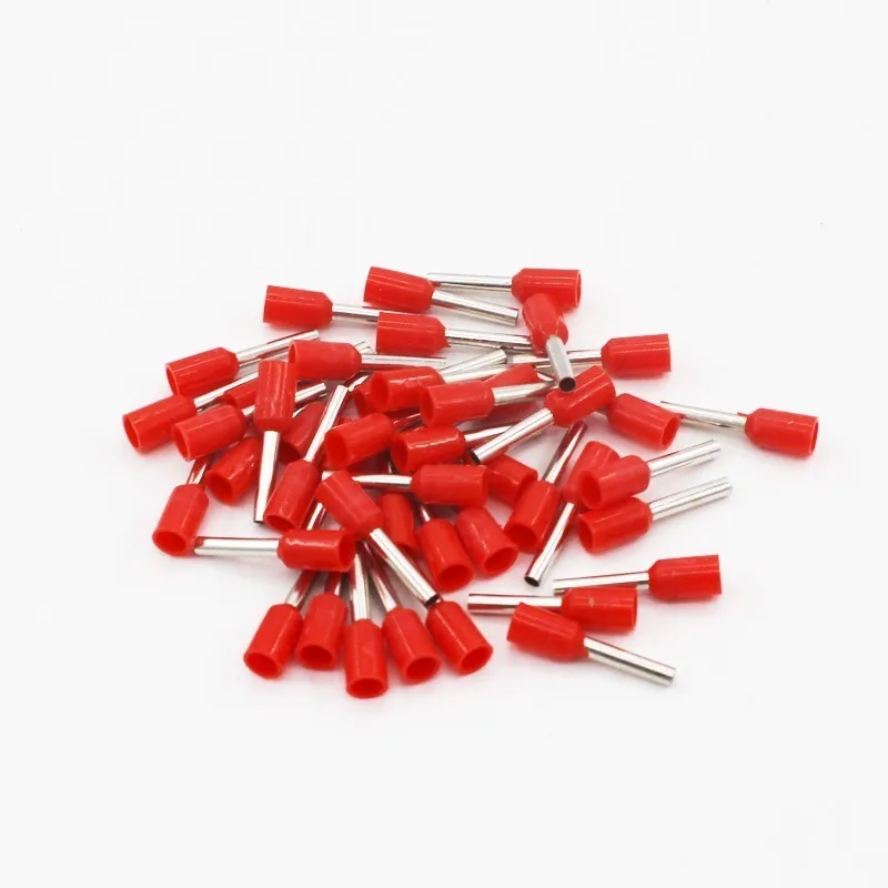 100pcs/Pack E0508 E7508 E1008 E1508 E2508 Insulated Ferrules Terminal Block Cord End Wire Connector Electrical Crimp Terminator