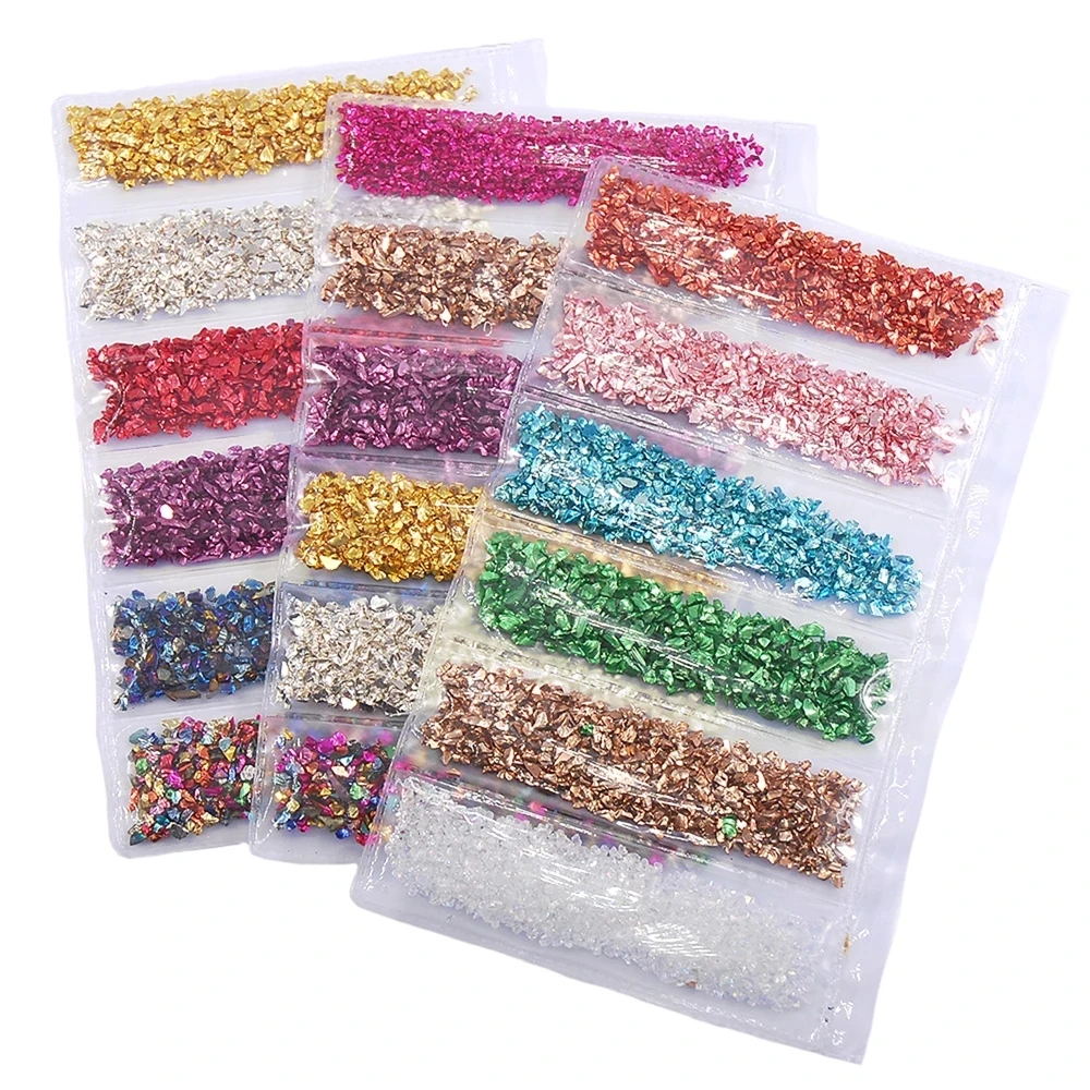 Crushed Glass Irregular Metallic Chips For Craft DIY Vase Filler Epoxy Resin Mold Scrapbooking Jewelry Making Decoration