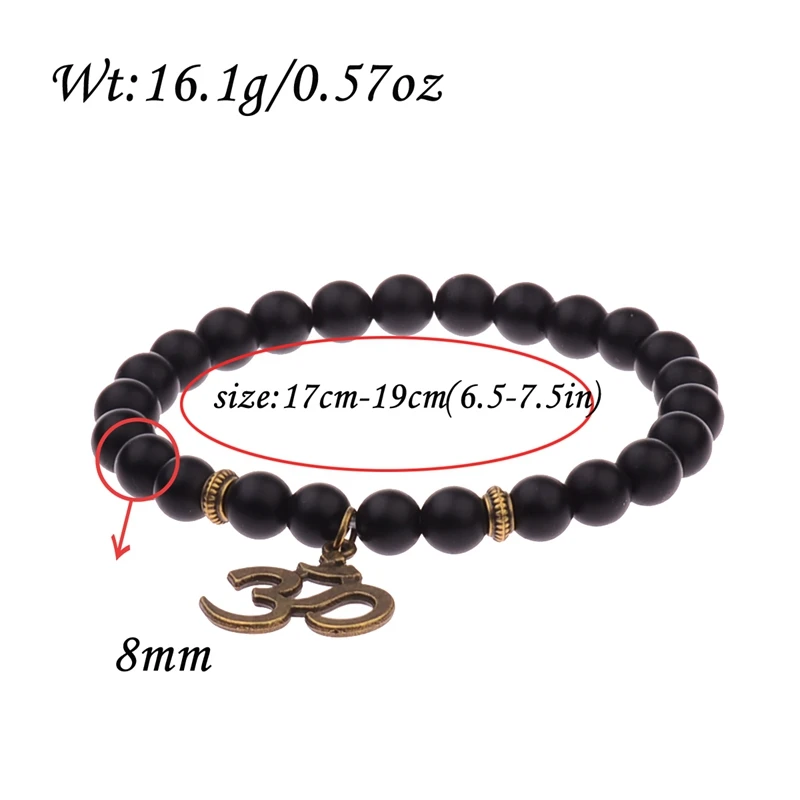 2023 Charm OM Strand Bracelet Men Women Classic Black Natural Matte Stone Yogo Bracelets&Bangles Jewelry erkek bileklik