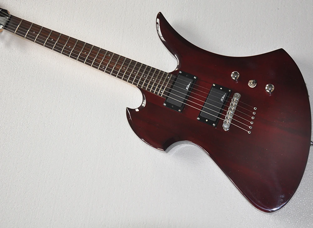 Black/Red String-thru-body Electric Guitar with Rosewood Fretboard,24 Frets,Customized Logo/Color Available