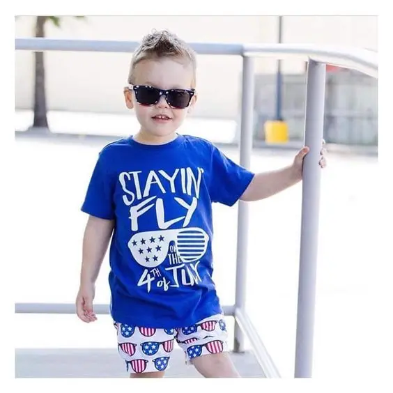 

Stayin Fly on The 4th of July Kids Independence Day T Shirt Boys Girls Fashion Short Sleeve T-shirts Children Casual Tops Outfit