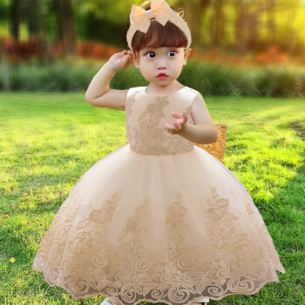 Baby Kids Dresses For Girls Sequins Bow Birthday Party Dress Infant Wedding Ball Gown Christening Dress Toddler Clothes