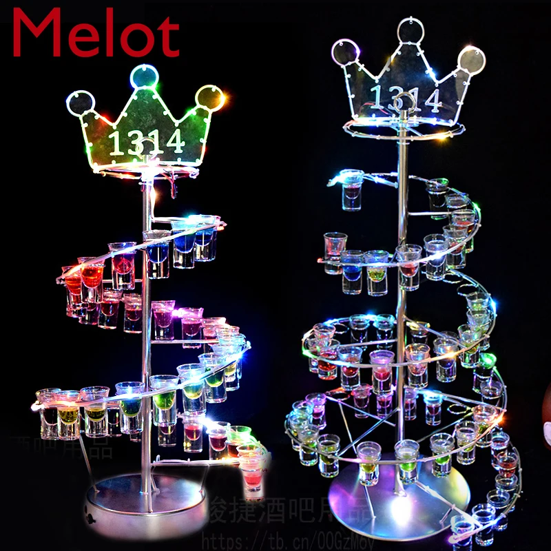 

Customized Bar Supplies Red Wine Champagne Cocktail Rack Creative LED Luminous Decoration Beach Cup Bullet Cup Holder