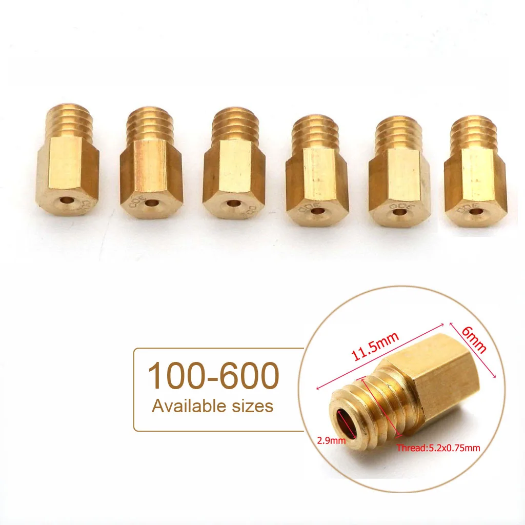6pcs Hex Type Main Jets for MIKUNI VM TM TMX Carburetor Motorcycle Scooter Injectors Nozzle Available Sizes 100 -600