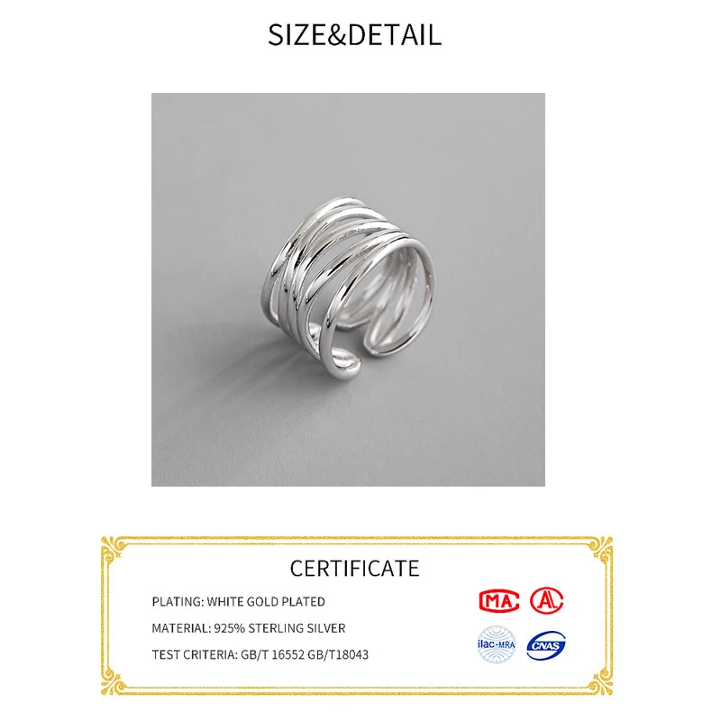 Anillo abierto de Plata de Ley 925 para mujer, sortija Simple con dibujo de cara ancha, joyería de moda, venta al por mayor