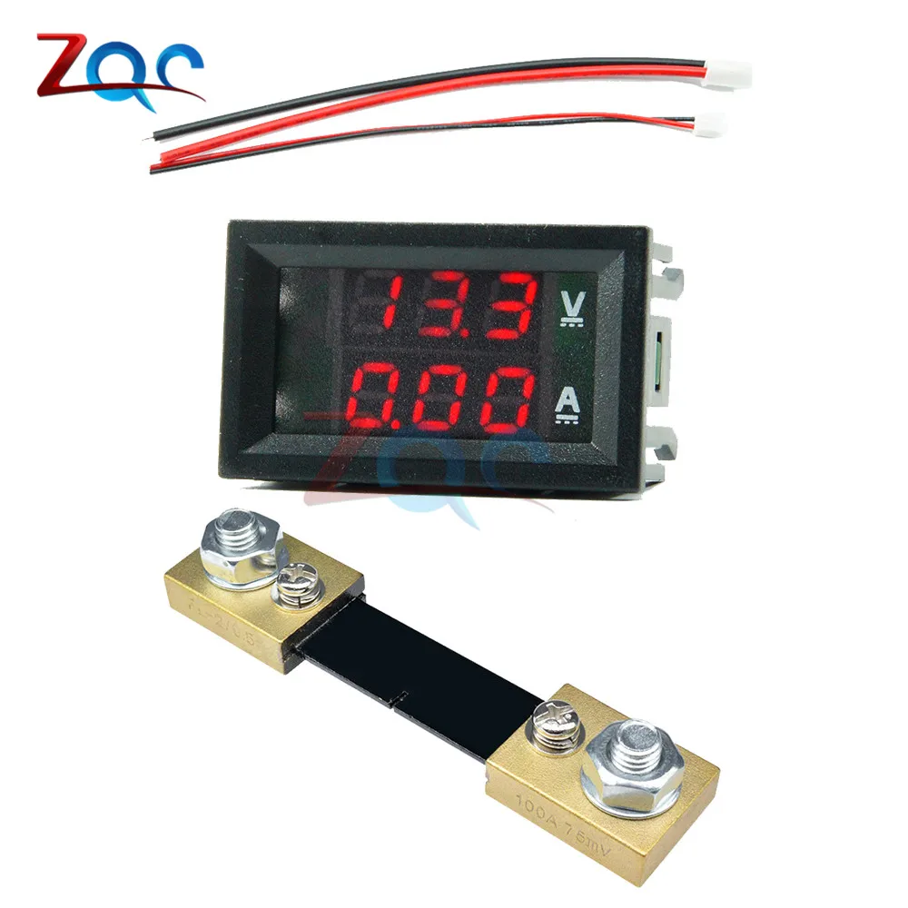 Mini 0.28 woltomierz z podwójnym wyświetlaczem LED amperomierz DC 0-100V / 7-110V 100A Panel wzmacniacza napięcie Volt miernik prądu z 100A 75mV