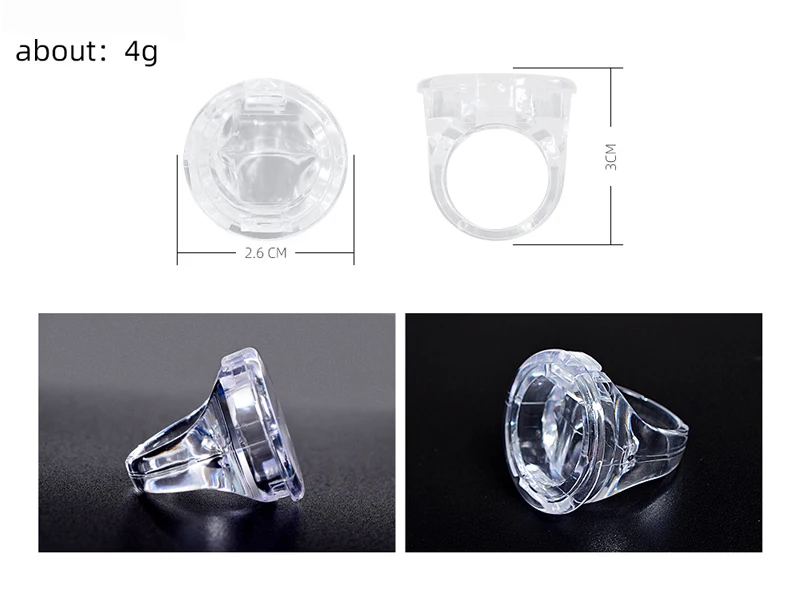 Transparente Tattoo Pigment Tinte Ring Tassen Wiederverwendbare Wimpern Verlängern Kleber Halter Container Mit Deckel Abdeckung Kappe Permanent Make-Up-Tools – Detail 1
