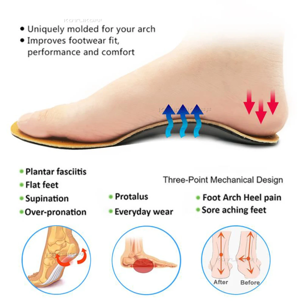 Leather Orthotic Insoles For Flat Feet Arch Support Orthopedic Shoes Sole Insoles For Feet Men Women Children O/X Leg Corrected