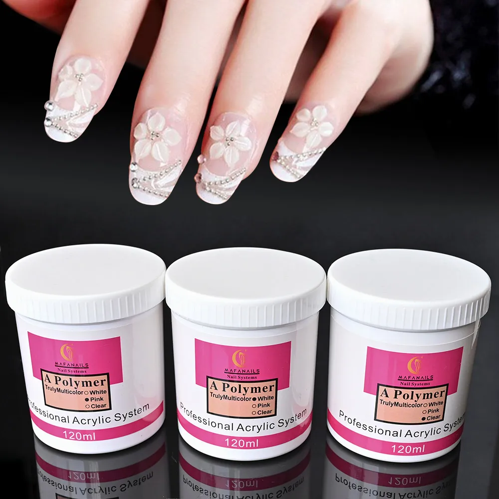 100g/Bottle Pink/White/Clear Polymer Acrylic Powder Dipping/Extention/Carving Crystal Powder For Buiding Manicure Pigment DL#384