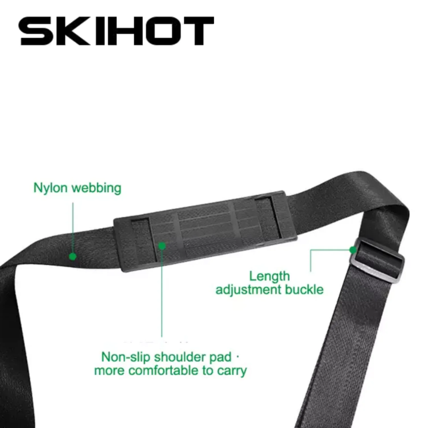 SKIHOT Snowboard pole shoulder strap with bode hook adjustable nylon ski handle strap