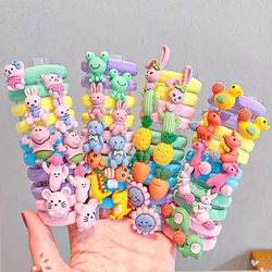 2024 New 10Pcs/Set Girls Cute Cartoon Flowers Animal Elastic Hair Bands Kids Ponytail Holder Headband Fashion Hair Accessories