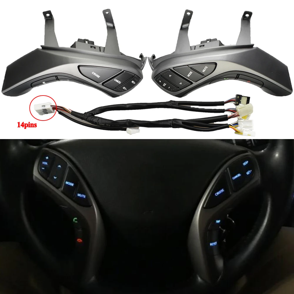 Auto Steering Wheel Button For Hyundai Elantra 2012 2013 2014 2015 Year I30 Audio Phone Bluetooth Cruise Control Car Switches