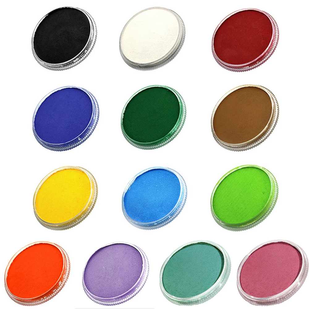 13 Colors Matte Face Body Paint Pigment with Painting Brush for Kids Adults Festival Party Cosplay Face Color Makeup Pigment 30g