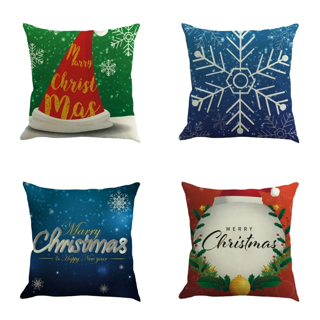 2021 Christmas Cushion Cover Merry Christmas Decor For Home Decorative Sofa Pillow Cover Case Seat Car Home Decoration 45cm