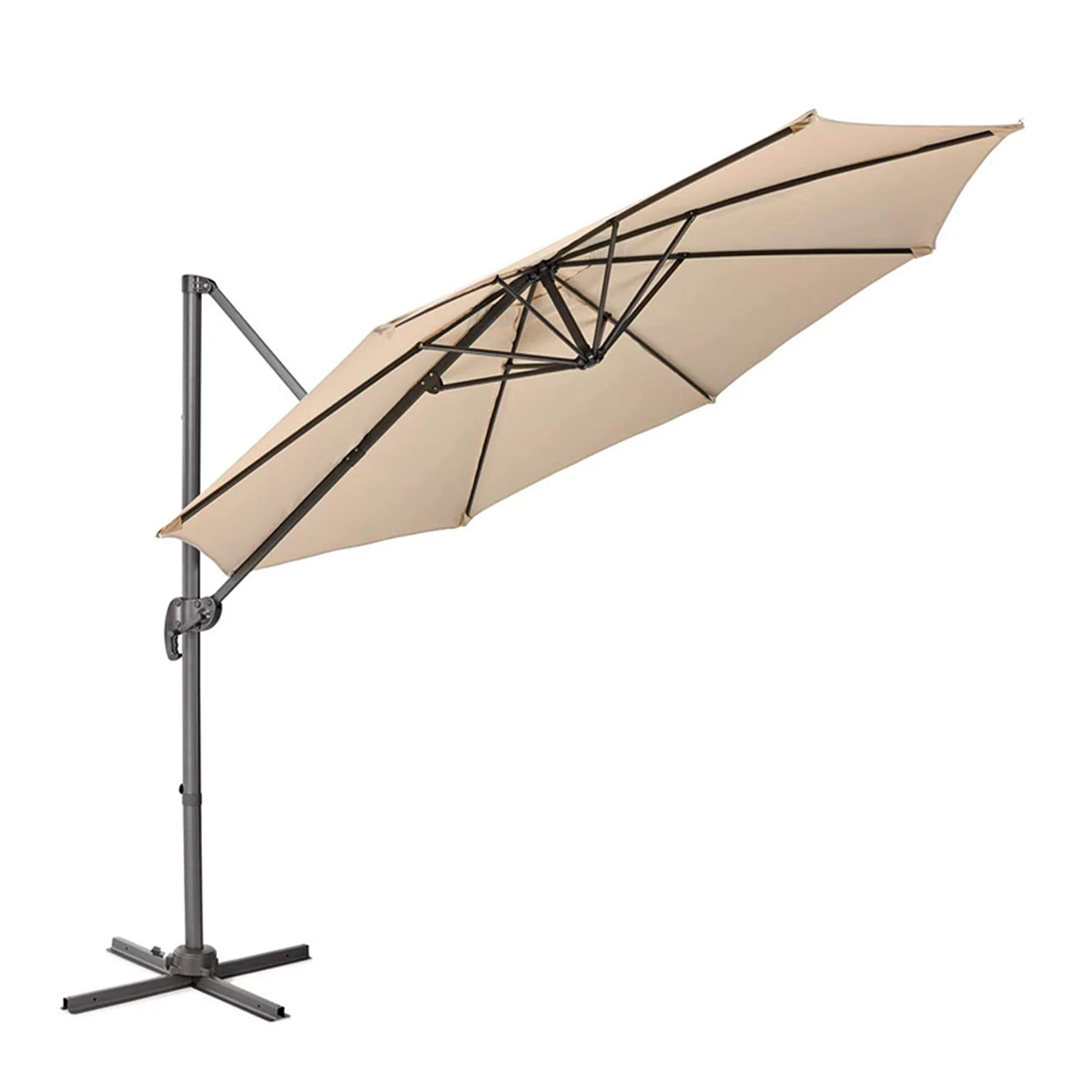 Outdoor Patio Umbrella Heavy Duty 10FT Market Table Umbrella 8 Iron Bones Metal Frame Without Base 240Gsm Polyester[US-Stock]